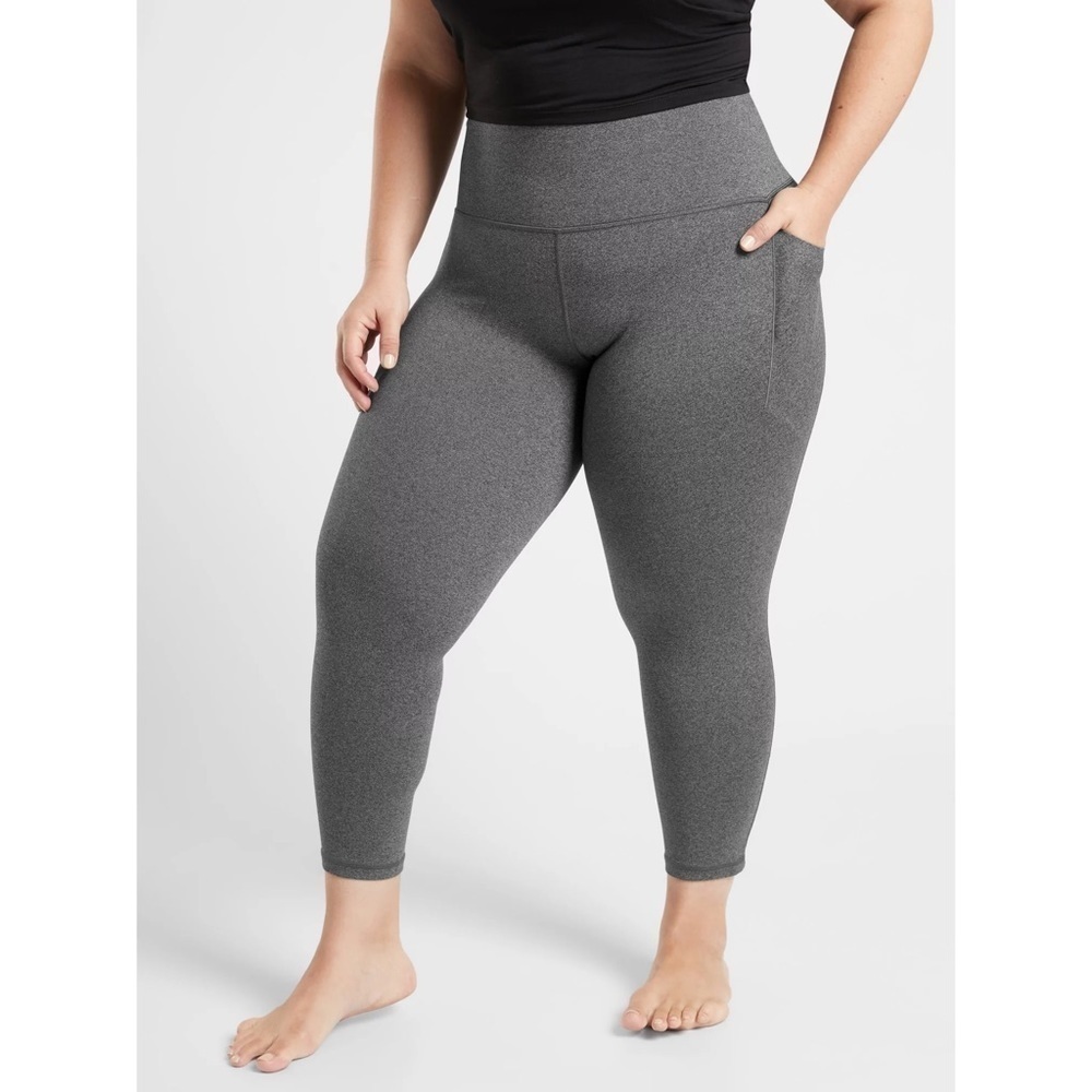Athleta Salutation Stash Pocket 7/8 Tight Thick Gray Leggings Sz XLT